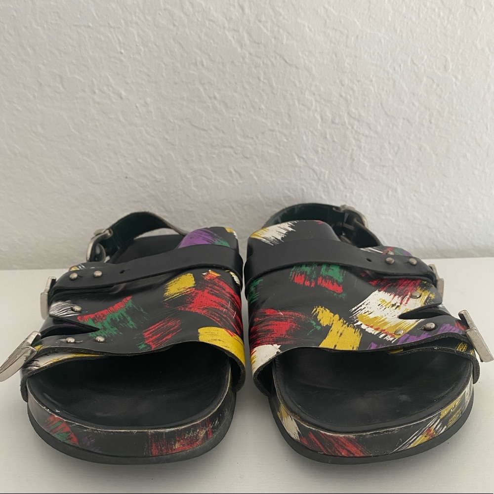 TOGA Pulla Multicolor Painted Leather Slide Sandals - Picture 3 of 6